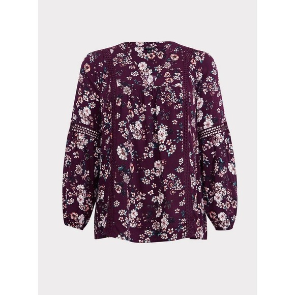 Torrid Floral Relaxed Lace Challis Tunic Blouse Purple Top Plus Size 3 3X H14847 - Picture 13 of 13